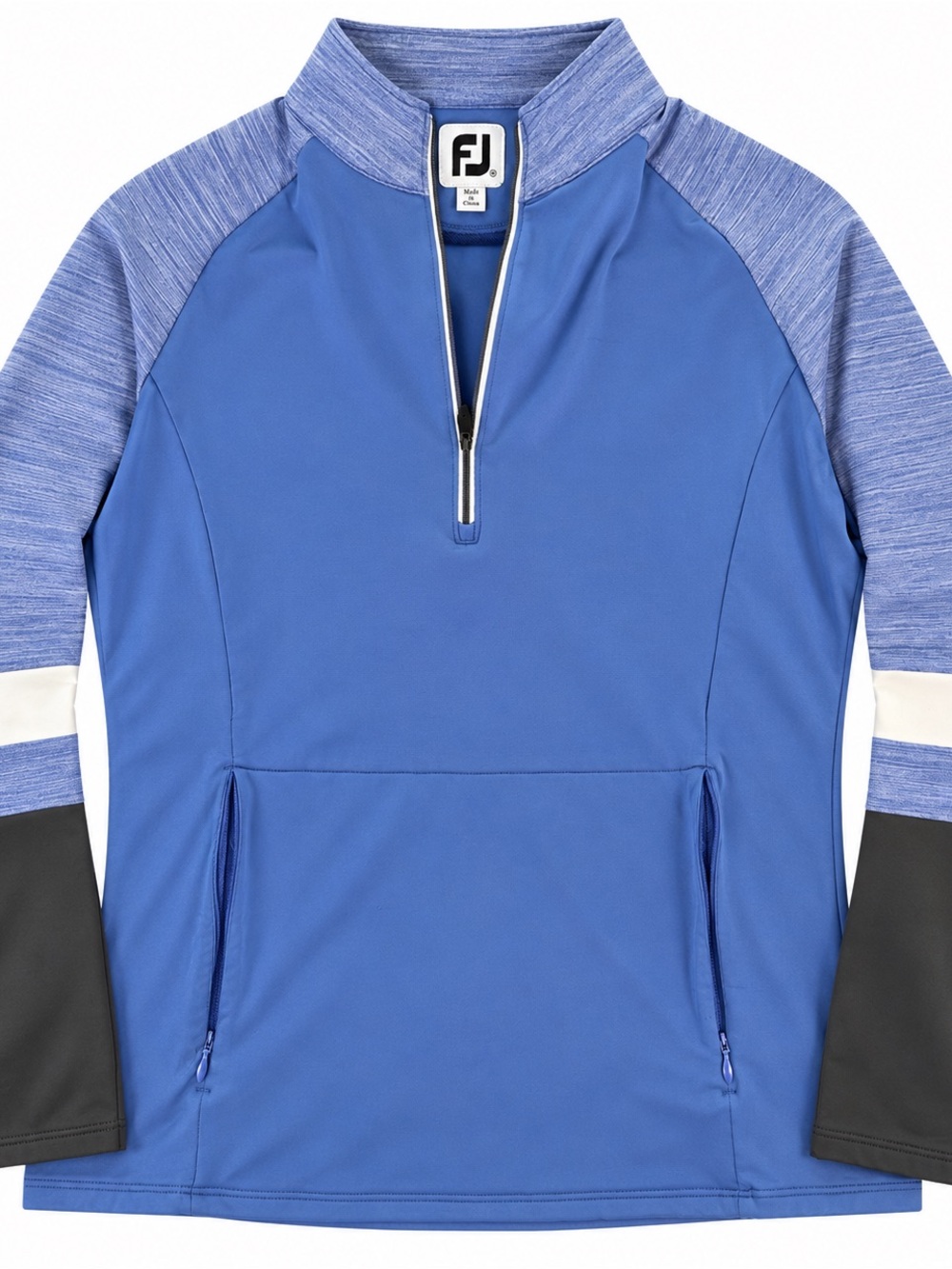 FootJoy Blue Quarter-Zip Performance Pullover with Heathered Sleeves Medium 0055